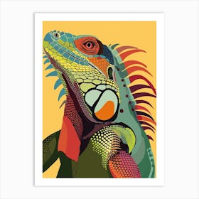Brown Cuban Iguana Abstract Modern Illustration 4 Art Print