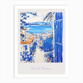 Saint Tropez France 2 Mediterranean Blue Drawing Poster Art Print