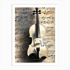 Violin On Music Sheet Art Print