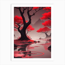 Red Trees In The Forest Art Print