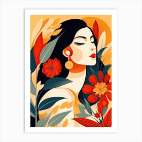 Bloom Body Woman Portrait Orange Tones 12 Art Print