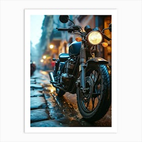 Triumph Motorcycle At Night 1 Art Print