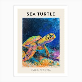 Sea Turtle On The Ocean Floor Pencil Doodle Poster 4 Art Print