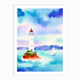 Watercolor Lighthouse 3 Art Print