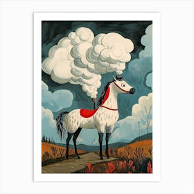 Horse With Smoke Art Print