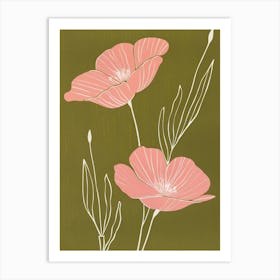 Pink & Green Flax Flower 1 Art Print