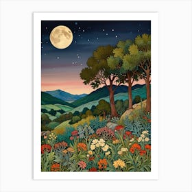 William Morris Moonlight In The Mountains 2 Art Print