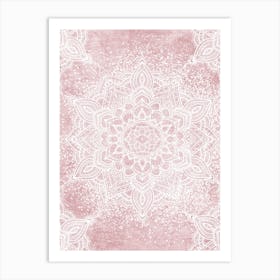 Boho Blush White Mandala Art Print