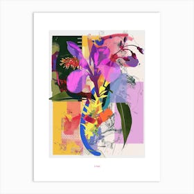 Lilac 1 Neon Flower Collage Poster Art Print