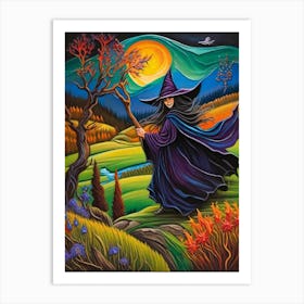 Witch With Broom 1 Art Print