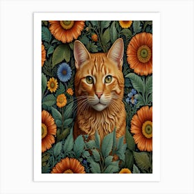 William Morris inspired cat print 10 Art Print