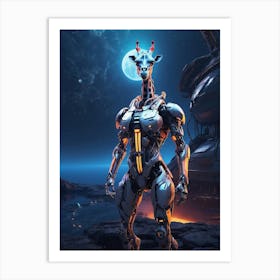 Giraffe In Cyborg Body #3 Art Print