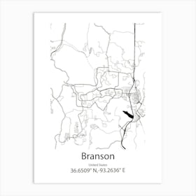 Branson,United States Minimalist Map 1 Art Print