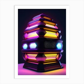 Beehive with neon lights 4 Art Print