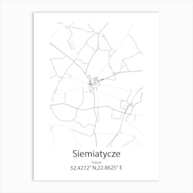 Siemiatycze,Poland Minimalist Map Art Print