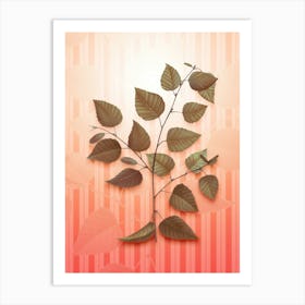 Paper Birch Vintage Botanical in Peach Fuzz Awning Stripes Pattern n.0272 Art Print