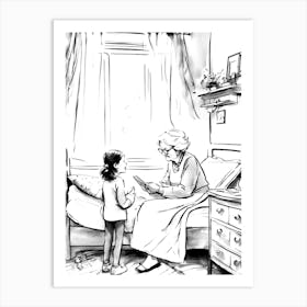 Grandmother Reading To Her Granddaughter Art Print