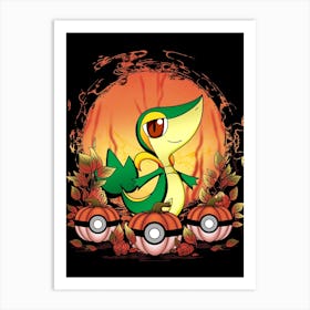 Snivy Spooky Night - Pokemon Halloween Art Print