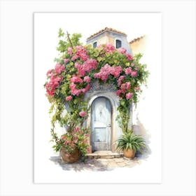 Genoa, Italy   Mediterranean Doors Watercolour Painting 2 Art Print
