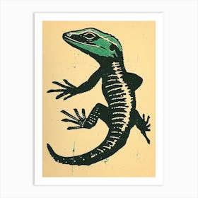 Forest Green Skinks Lizard Bold Block Colour 1 Art Print