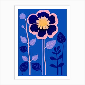 Blue Flower Illustration Portulaca 1 Art Print