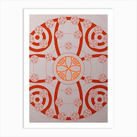 Geometric Abstract Glyph Circle Array in Tomato Red n.0096 Art Print