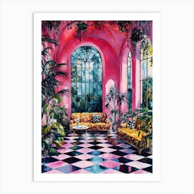 Pink Living Room Art Print