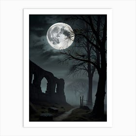 Full Moon At Night Art Print