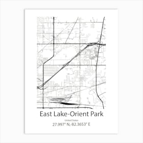 East Lake Orient Park,United States Minimalist Map Art Print