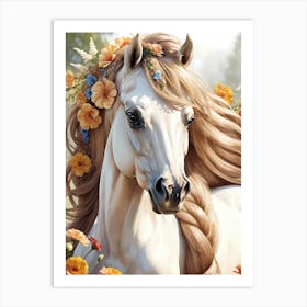 Floral Horse (4) Art Print