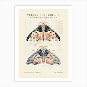 Velvet Butterflies Collection Shimmering Butterflies William Morris Style 6 Art Print