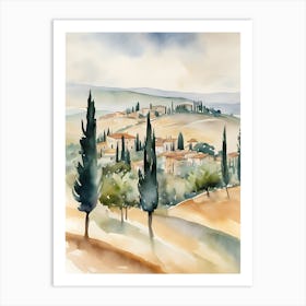 Abstract Tuscany Landscape Watercolor 4 Art Print