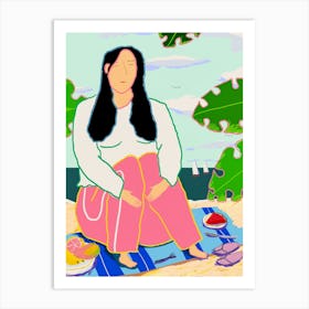 Woman Having A Picnic Art Print