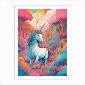 Unicorn In The Clouds Art Print