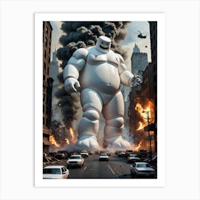 The Giant Beast Causes Chaos Art Print