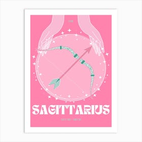 Hot Pink Zodiac Sagittarius Art Print
