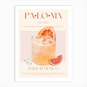 Paloma Cocktail Mid Century Art Print