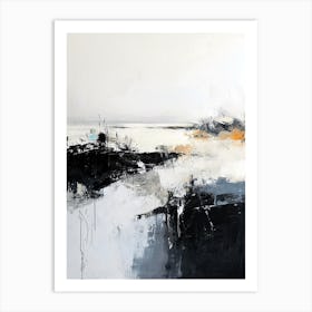 Abstract Painting, Black and White River Art Print