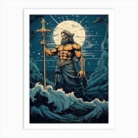  An Illustration Of The Greek God Poseidon 6 Art Print