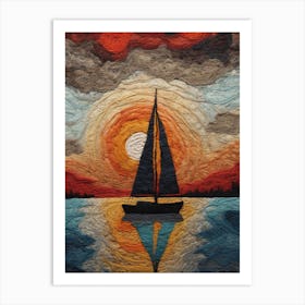 Sailboat At Sunset Art Print