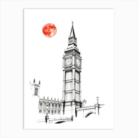 Big Ben And Moon 1 Art Print