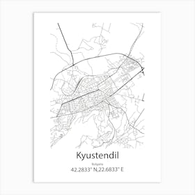 Kyustendil,Bulgaria Minimalist Map Art Print