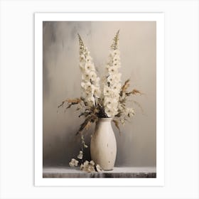 Foxglove, Autumn Fall Flowers Sitting In A White Vase, Farmhouse Style 1 Art Print