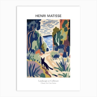 Henri Matisse  Style Landscape At Collioure With A Cat Museum Art Print
