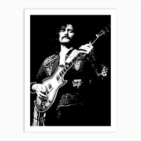 Dickey Betts American Guitarist Legend in Grayscale Illustration Art Print