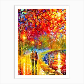 Couple Walking In The Park Art Print