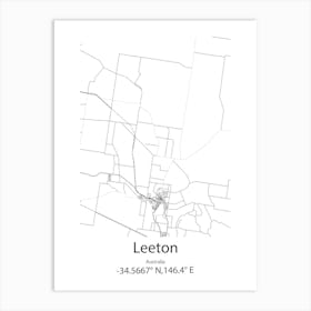 Leeton,Australia Minimalist Map Art Print