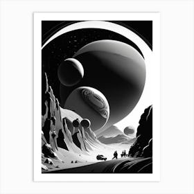 Space Exploration Noir Comic Space Art Print
