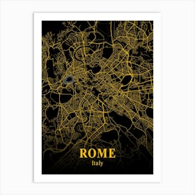 Rome Gold City Map 1 Art Print