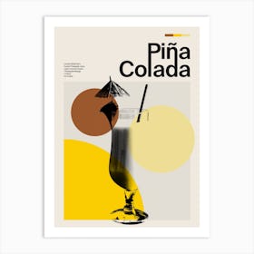Mid Century Pina Colada Cocktail Art Print
